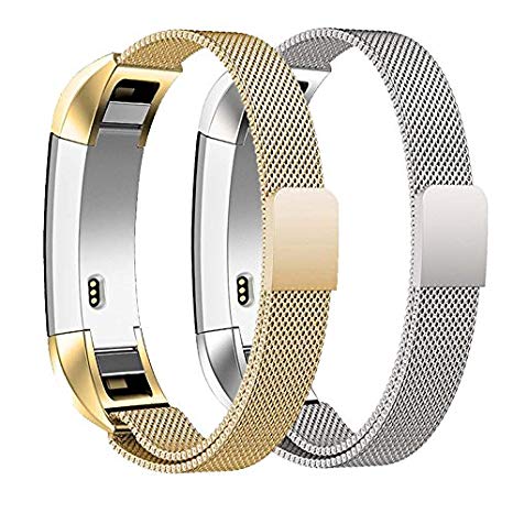 iTerk For Fitbit Alta HR and Alta Bands, Stainless Steel Metal Replacement Wristband Milanese Loop Mesh Adjustable Small Large