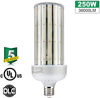 250W LED Corn Bulb Light 36000Lm 5000K Daylight 1000W Metal Halide Replacement E39 Mogul Base Warehouse Highbay Gym Retrofit Light AC100-277V UL DLC Listed