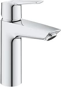 GROHE QUICKFIX Start Robinet de salle de bains lavabo, installation facile, mousseur économie d'eau, sans tirette, bonde clic clac incluse, taille M, chromé, 24204002 (Import Allemagne) Chromée