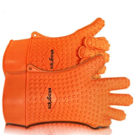 Ekogrips Max Heat Silicone BBQ Grill Oven Gloves - Designed In USA - LXL Long Cuff - 3 Sizes