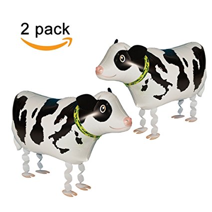 Walking Animal Balloons 2pcs Cow Balloon Air Walkers, Kids Farm Animal Theme Birthday Party Supplies Birthday Decorations