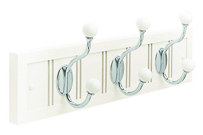 Amerock H55640WW26 Beadboard Hook and Rack, White/Chrome, 18-Inch