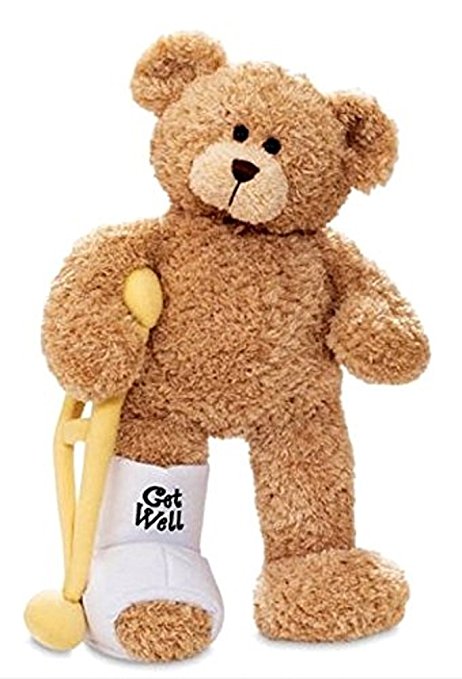 Gund Break a Leg Jr., Broken Leg Bear Get Well Soon Teddy Bear with a Cast, Crutch and Signature Cast 8.5 inches