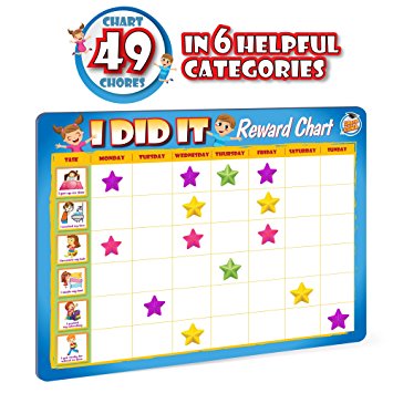 Kids Reward Chores Chart - 49 Behavioral Tasks in 6 Exciting Categories. “Thick Magnetic Board”