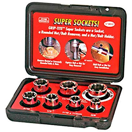 Grip Tite 00112 Metric Rounded Bolt Removal Socket Set - Chrome (7-Piece)