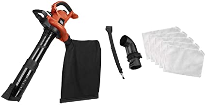 BLACK DECKER 3-in-1 Electric Leaf Blower with Disposable Leaf Bag System (BV6600 & BV-009)