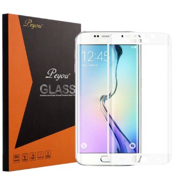 S6 Edge Screen Protector - Peyou Samsung Galaxy S6 Edge Tempered Glass Curved Full Coverage Tempered Glass Screen Protector Ultra Thin 033mm Thickness - WHITE