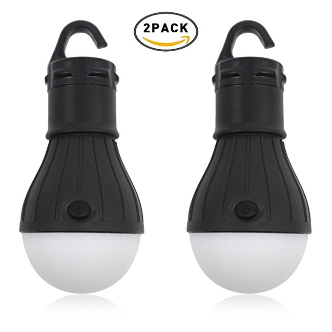 2 Pack Camping Lantern LED Camp Light for Waterproof Tent Lamp House Lighting Hiking Gear Emergency Flashlight (Black)