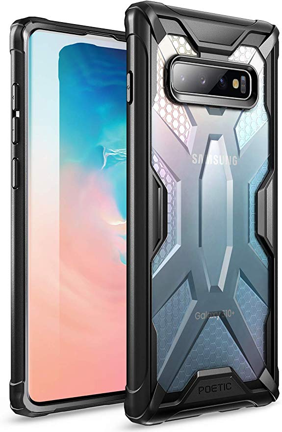 Galaxy S10 Case, Poetic Premium Hybrid Protective Clear Bumper Cover, Rugged Lightweight, Military Grade Drop Tested, Affinity Series, for Samsung Galaxy S10 6.1 inch (2019), Frost Clear/Black