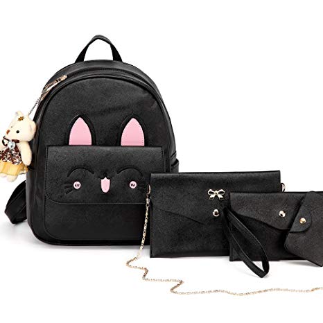 DIOMO Women Cute Cat Backpacks Set for Cartoon Rabbit Small Purse Shoulder Bags