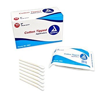 Cotton Tipped Applicators With Wooden Shaft, Non-Sterile, 3", 10 Bags of 100