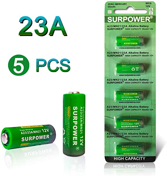 SURPOWER A23 12v Battery 23A 23AE-5 Pack