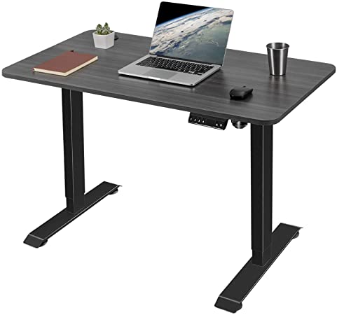 Greesum Electric Height Adjustable Home Office Standing Desk, Modern Design 43-Inch Computer Table for Healthy Working, Gray