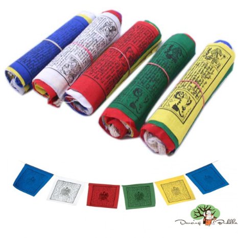 Dancing Buddha Buddhist Prayer Flags - Pack of 50 (4.5In x 5.5In)
