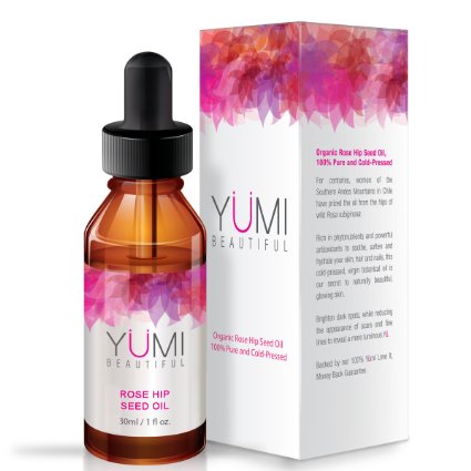 Yumi 100% Certified Organic Rose Hip Oil for Nightly Facial and Body Moisturizing - 1 fluid oz