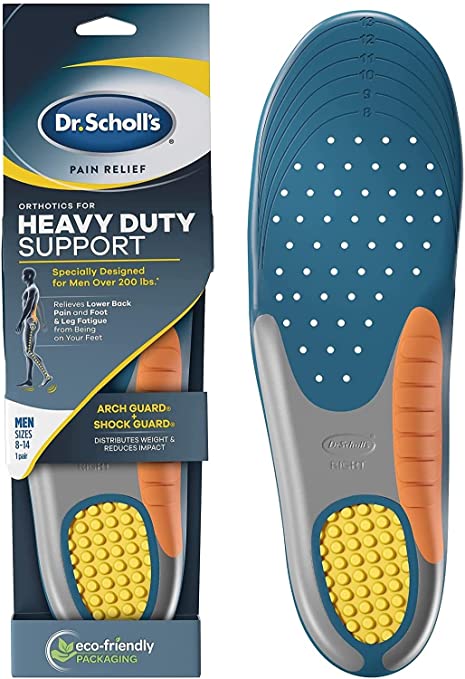 Heavy Duty Support Pain Relief Orthotics, Designed for Men Over 200lbs with Technology to Distribute Weight and Absorb Shock with Every Step (for Men's 8-14) (Pack of 1) New