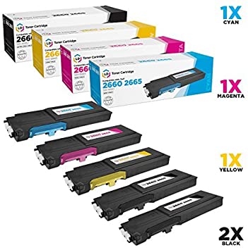 LD Compatible Toner Cartridge Replacement for Dell C2660dn & C2665dnf High Yield (2 Black, 1 Cyan, 1 Magenta, 1 Yellow, 5-Pack)