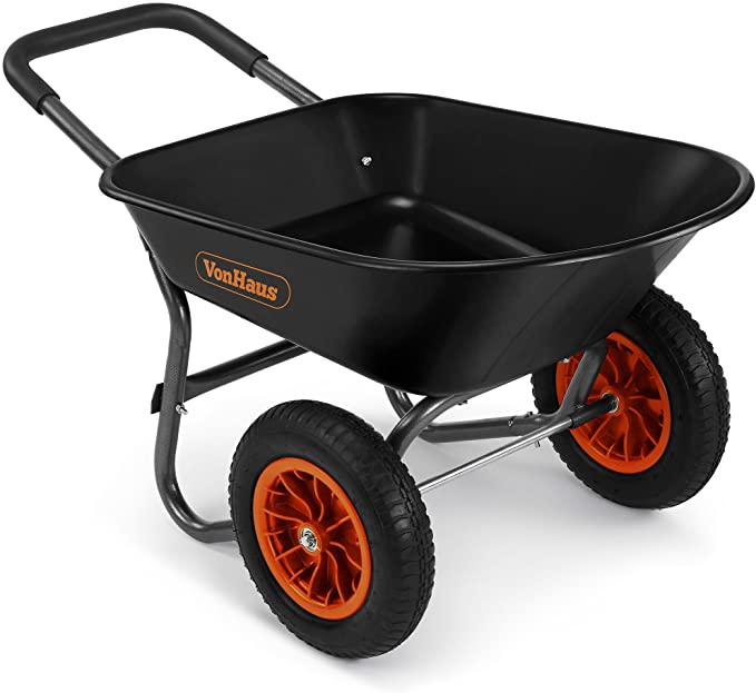 VonHaus 78L Wheelbarrow – Two Wheeled Pneumatic Tyre Heavy Duty Garden Tool/Waste Transportation Cart