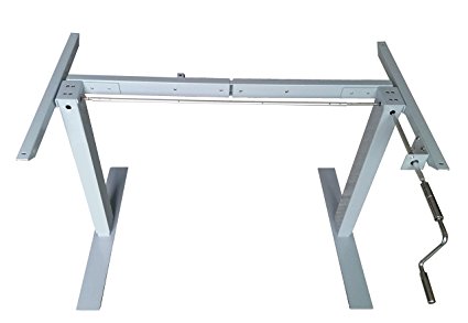 AnthroDesk Manual Crank Adjustable Height Standing /Sit-Stand Desk Frame, Silver