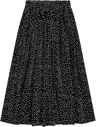 Milumia Women's Vintage Printed A Line High Waist Flare Flowy Casual Midi Skirts