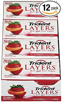 Trident Layers Sugar Free Gum (Wild Strawberry & Tangy Citrus, 14-Piece, 12-Pack)