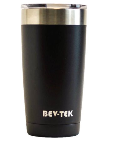 Bev-Tek 20 oz Vacuum Insulated Performance Pint Travel Tumbler Cup with Lid - Double Wall Stainless Steel Mug with Black Matte Finish