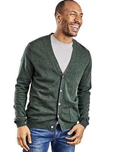 Woolovers Mens Cashmere and Merino V Neck Knitted Cardigan