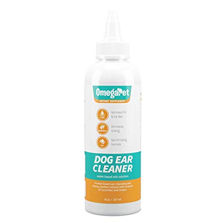 OmegaPet Dog Ear Cleaner Solution - The Only Cucumber Melon Ear Cleaner for Dogs and Cats - Liquid Ear Drops for Dogs - Gentle Dog Ear Infection Treatment