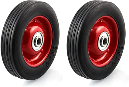 QWORK 2 Pack 6" x 1.5" Premium Rubber Wheel with Ball Bearing, Hand Truck Wheel, Capacity up to 132 lbs