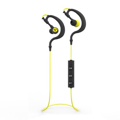 Bluetooth Headphones Syllable Noise Cancelling Sweatproof Sports Earbuds for Running with Mic - Yellow