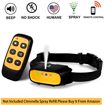 WWVVPET Spray Dog Training Collar,2 Modes Spray Dog Bark Collar (Not Included Citronella Spray),500 ft Range No Electric Shock Harmless,Rechargeable Waterproof