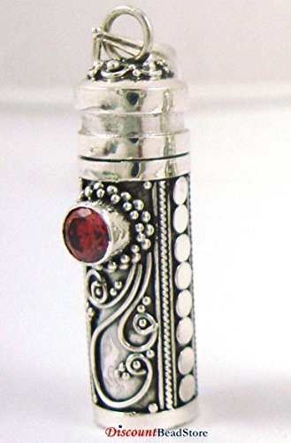 Red Ruby (hydro) July birthstone sterling silver wish box & ball chain