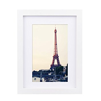 White Wall Picture Frame 12x16 , Alotpower Wall Photo Frame with Plexiglass Front Fit Pictures 8x12 Inches with Opening Mat or 12x16 Without Mat (Hanging Hardware Included)