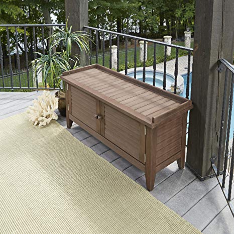 Montego Bay Barnside Brown Outdoor Solid Wood Storage Bench by Home Styles