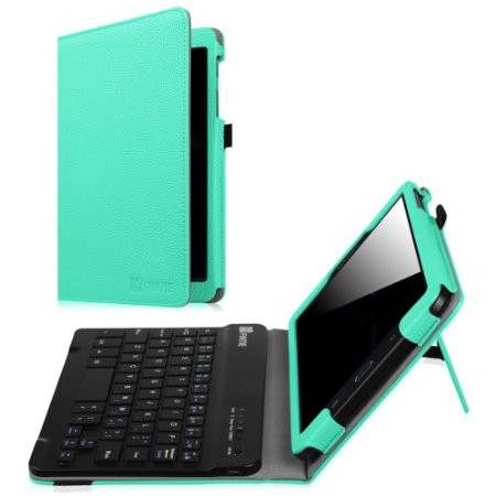 Fintie Samsung Galaxy Tab E 8.0 Keyboard Case - Slim Fit PU Leather Stand Cover with Premium Quality [All-ABS Hard Material] Removable Wireless [Long Life Battery] Bluetooth Keyboard, Turquoise