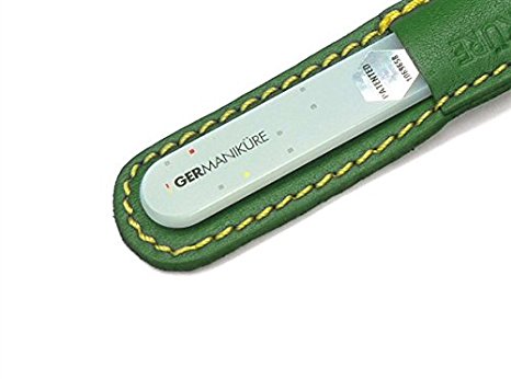 Double-sided crystal glass nail file in leather case, 3mm thick