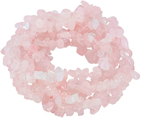 SUNYIK Rose Quartz Tumbled Chip Stone Irregular Shaped Drilled Loose Beads Strand for Jewelry Making 35"