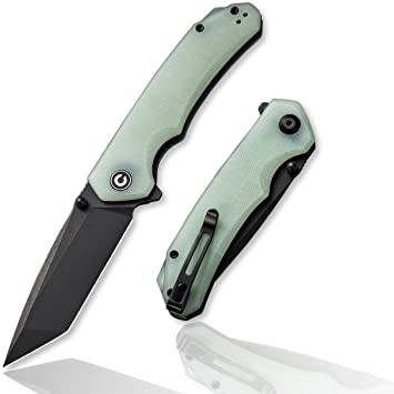 CIVIVI Brazen Folding Pocket Knife,3.5-Inch Tanto D2 Plain Blade,G-10 Outdoor Camping Hiking Knife with Thumb Studs and Flipper Opener,Unique Tool Gift for EDC Men Women C2023E