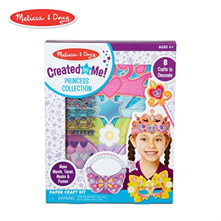 Melissa & Doug Created by Me! Princess Collection Paper Craft Kit (2 Tiaras, 2 Masks, 2 Purses, 2 Wands)