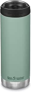 KLEAN KANTEEN TKWide Insulated Coffee Tumbler with Café Cap - Stainless Steel Coffee Tumbler - 16 Oz, Beryl Green