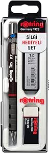 rOtring Tikky Mechanical Pencil Set, HB 0.7 mm, Burgundy, Includes 12 Leads and Eraser