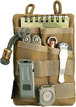 VIPERADE VE3 Tool Pouch Pocket Organizer, Nylon Tool Belt Loop Pouch with 4 Pockets Tool Storage EDC Pouch for Flashlight/Pocket Knife, Tactical Pen, Notebook