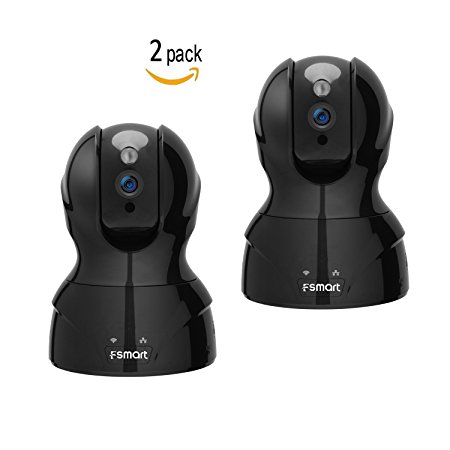 Wireless security camera, Fsmart 2 pack Surveillance Video Dome Camera Home IP Wifi Indoor Motion Detection PTZ Night Vision Two Way Audio Pet Baby Monitor Camera System.