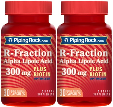 R-Fraction Alpha Lipoic Acid 300 mg plus Biotin Optimizer 2 Bottles x 30 Capsules