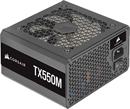 Corsair TX550M (2021), TX-M Series, 550 Watt 80 PLUS Gold Semi-Modular Low-Noise ATX Power Supply (Dual EPS12V Connection, Low-Noise Operation, 105°C Capacitors, Compact Size) Black