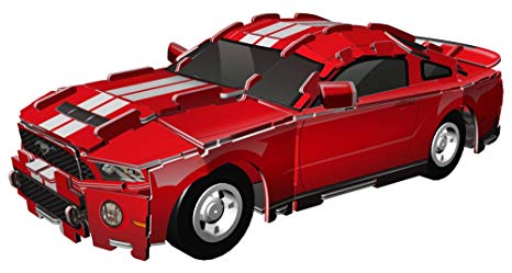 Max Traxxx Mini 4" Officially Licensed Ford Mustang 3D Build and Play Motorized Puzzle Pull-Back Car