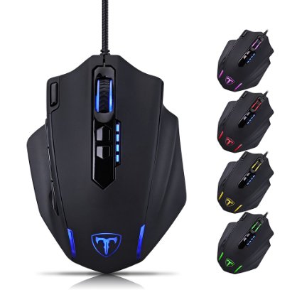 VicTsing Professional Programmable LED Optical 4000 DPI 11 Button USB Wired Gaming Mouse Mice for gamer Adjustable DPI Switch 400800160032004000 DPI For Pro Game Notebook Laptop Computer Compatible with Windows XP Win 7 with CD DriverBlack