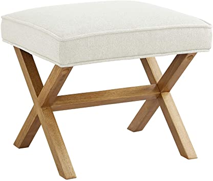 Amazon Brand – Rivet Mid-Century Modern X Stool Ottoman Chair, 20" W, Ivory