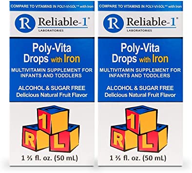 Reliable-1 Laboratories Multivitamin Supplement Drops with Iron for Infants & Toddlers (50 ML)… (2 Pack)