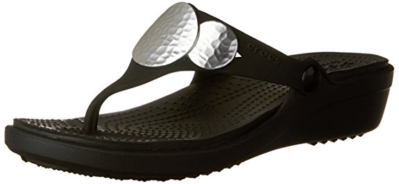 Crocs Women's Sanrah Embellished Flip Wedge Sandal